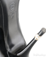 Patent Black Peep Toe Heels
