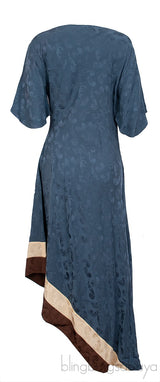 Tri-color Printed Asymmetrical Hem Dress