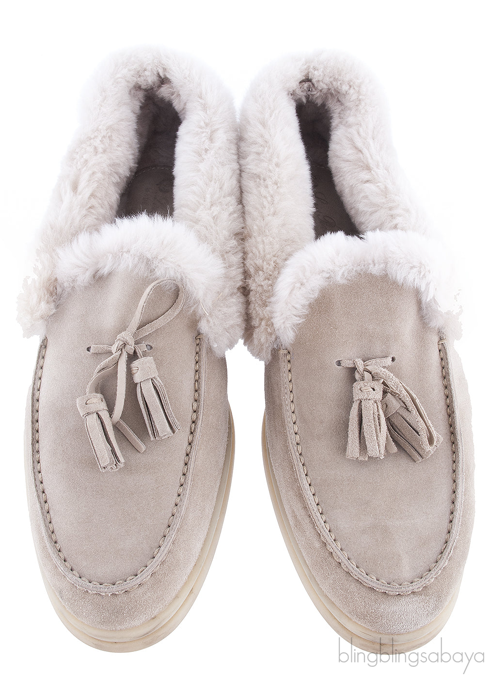 Fur-trimmed Suede Loafers