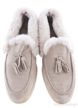 Fur-trimmed Suede Loafers