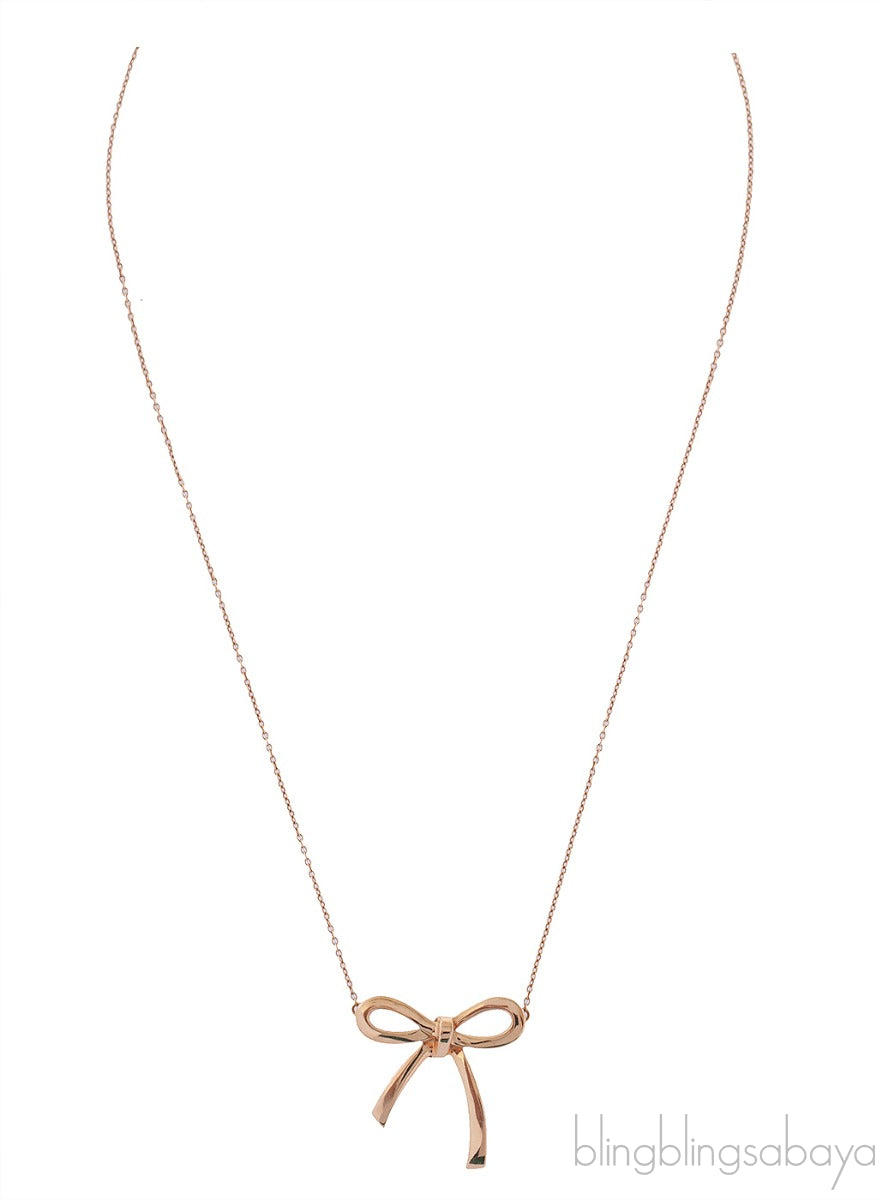 Yellow Gold Bow Pendant Necklace