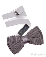 Grey Knitted Silk Bow Tie