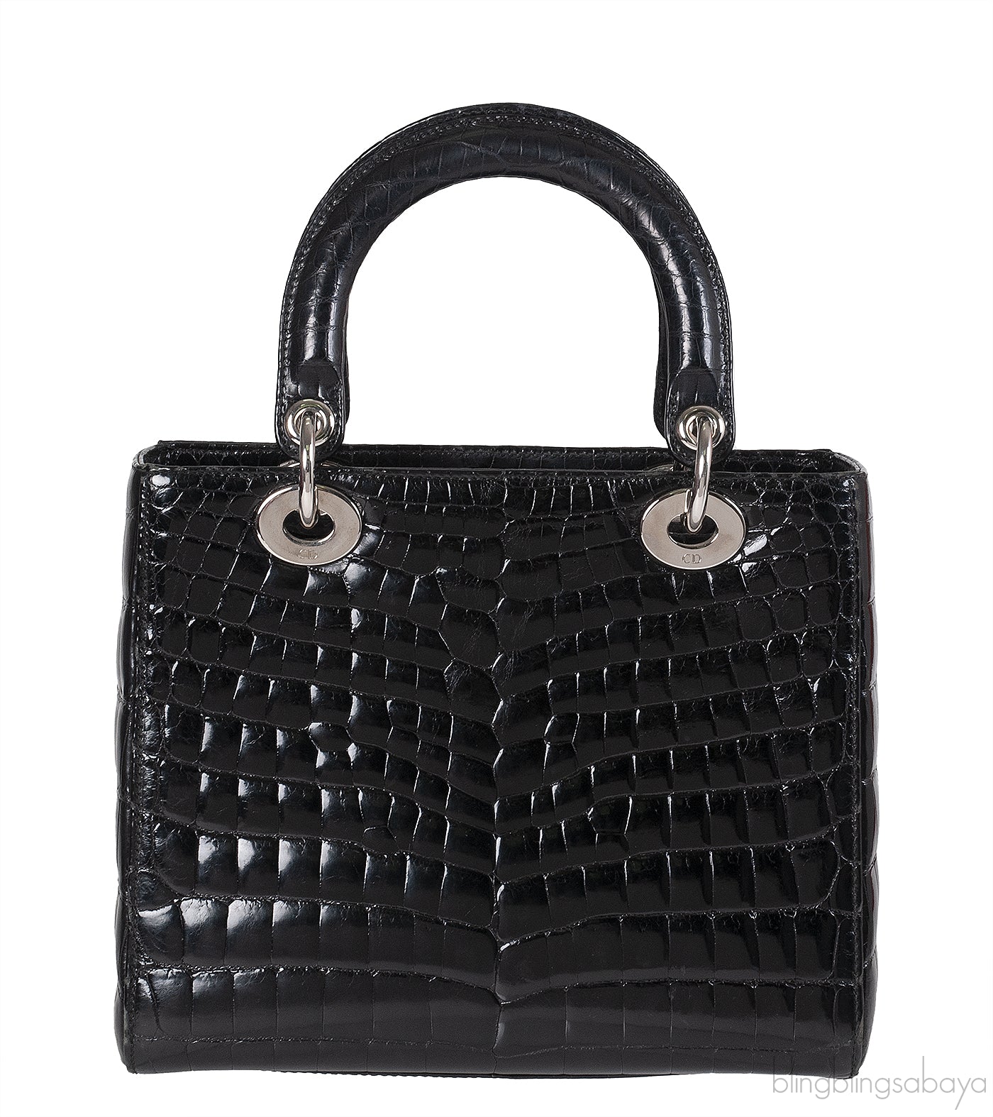 Christian Dior Lady Dior Black Medium Crocodile PHW