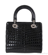 Christian Dior Lady Dior Black Medium Crocodile PHW