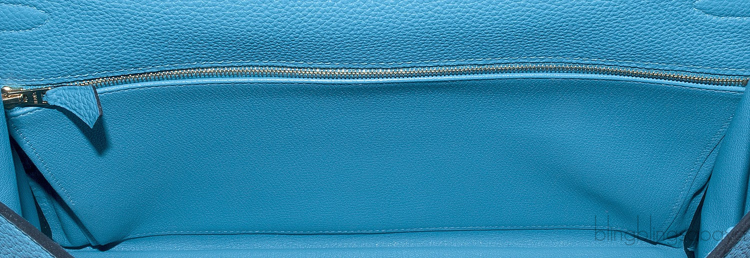 Kelly 35 Blue Turquoise Togo GHW