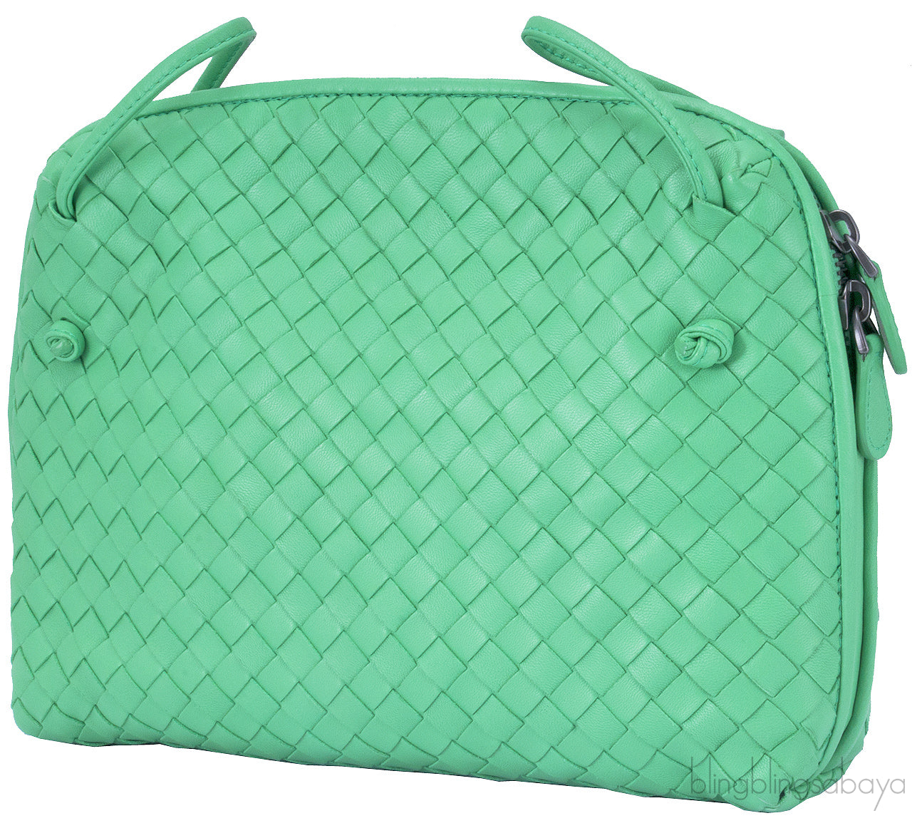 Green Intrecciatio Clutch Crossbody Bag