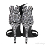 Black Suede Crystal Sandals