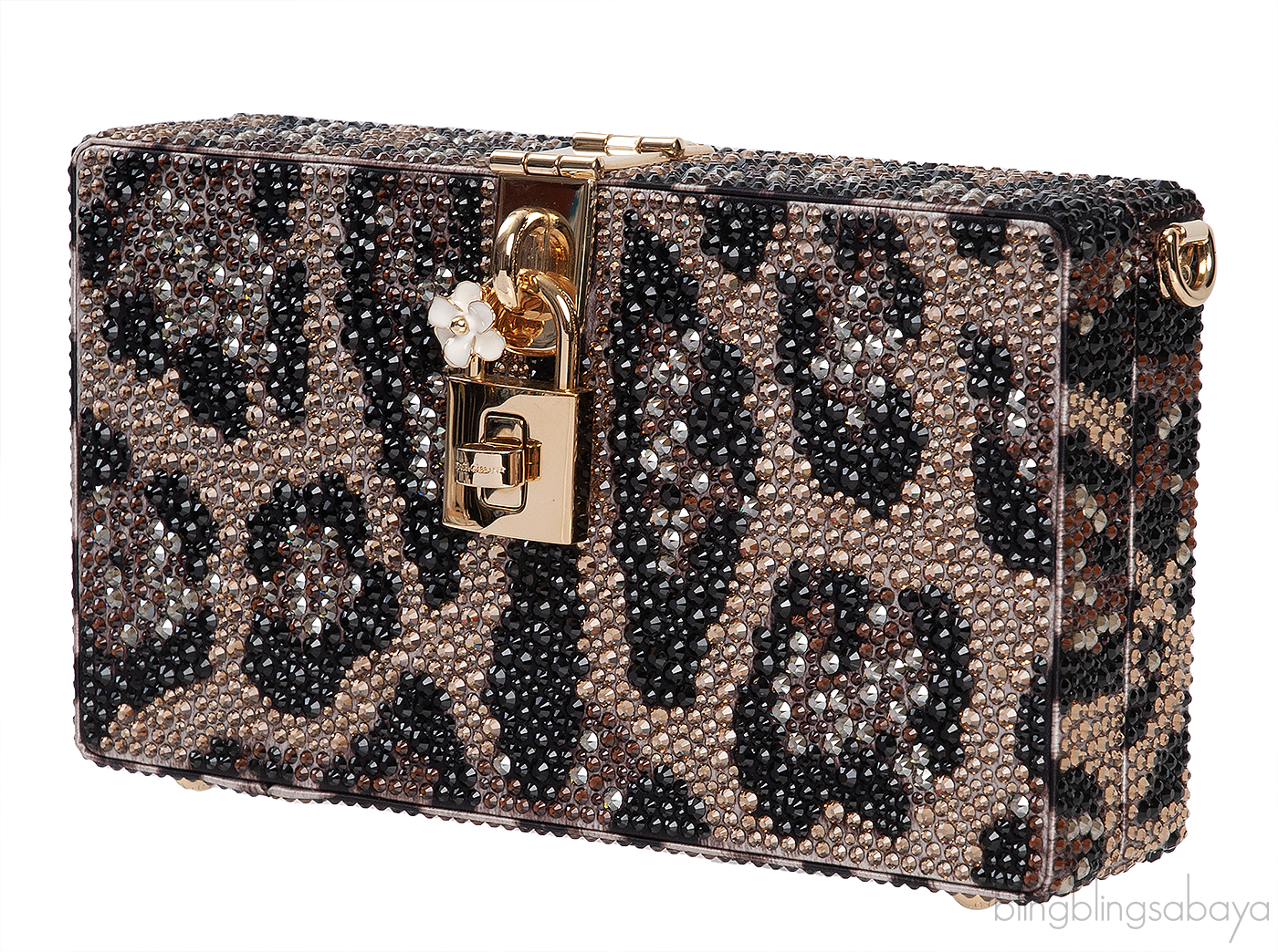 Dolce & Gabbana Leopard Crystal Hard Clutch Shoulder Bag