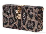 Dolce & Gabbana Leopard Crystal Hard Clutch Shoulder Bag