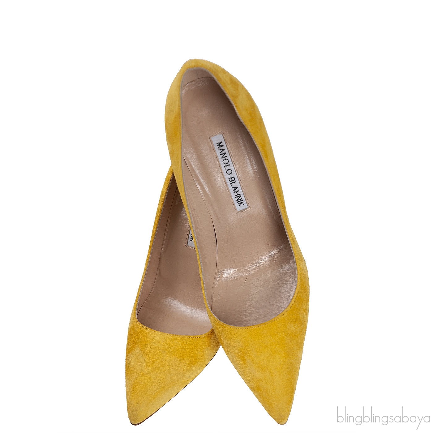 Yellow Suede Pointed Toe Heels