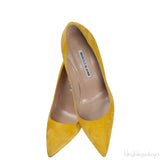 Yellow Suede Pointed Toe Heels