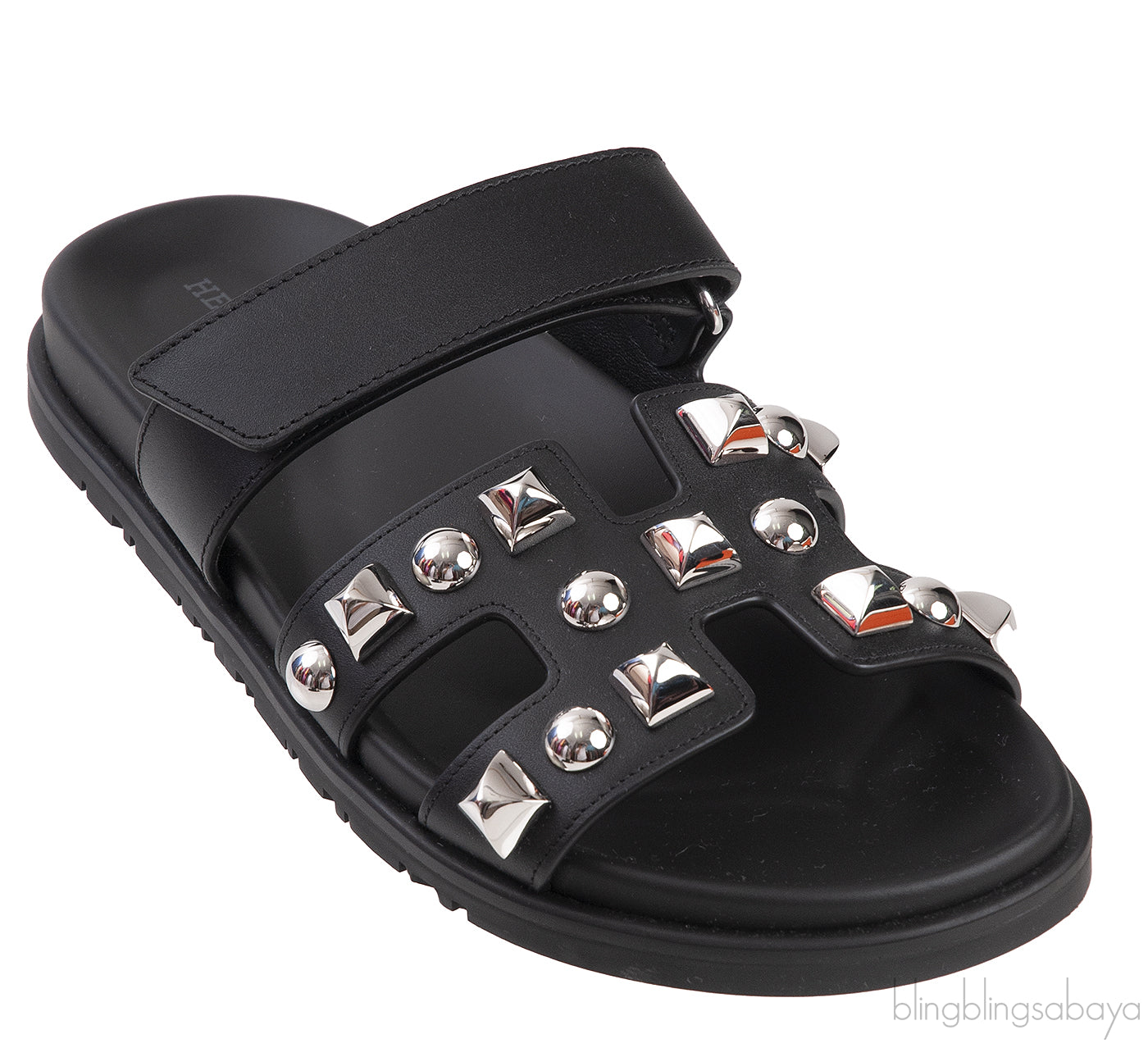 Hermes Chypre Black Cloute Studded Sandals