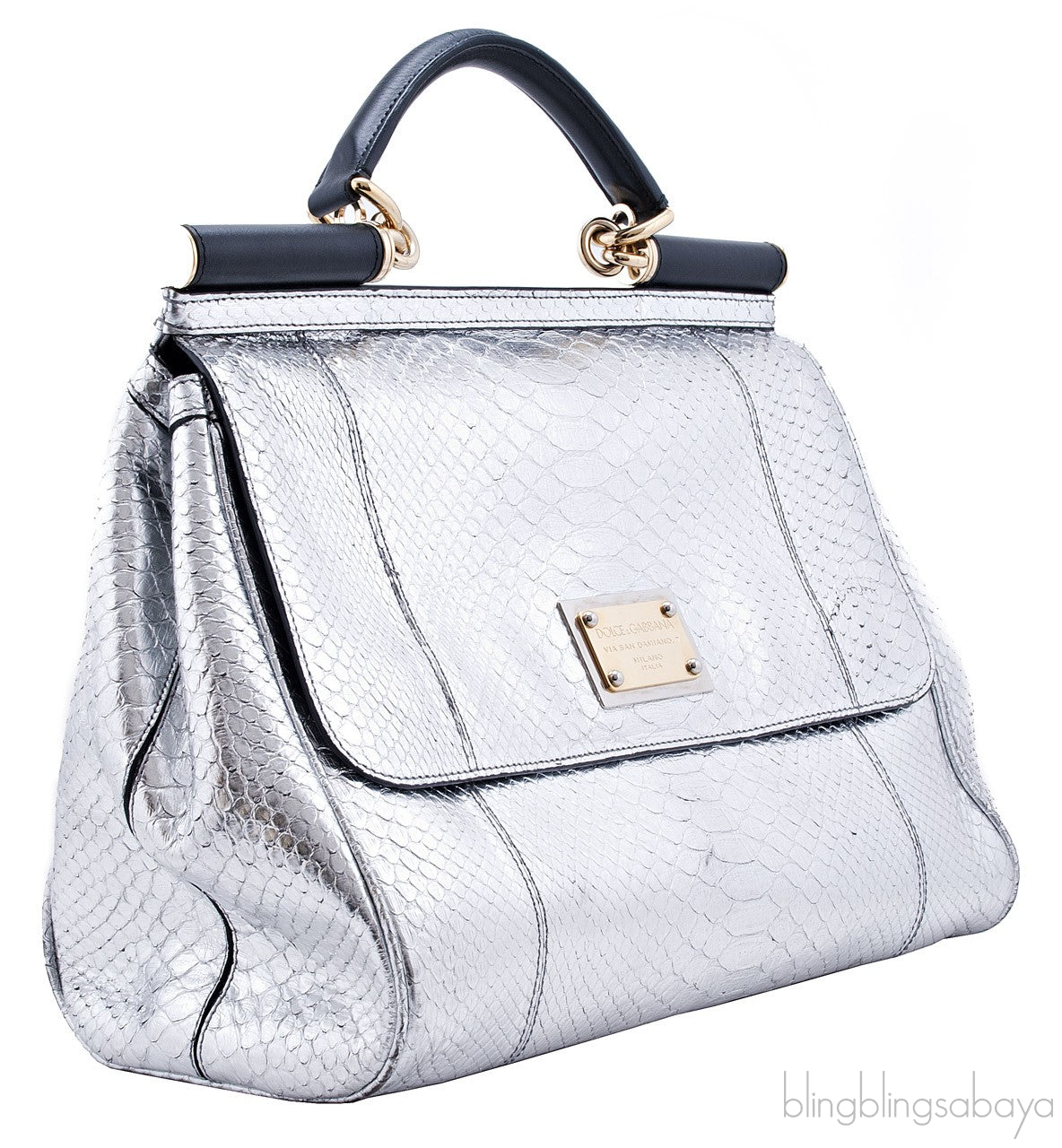 Miss Sicily Satchel Silver Python