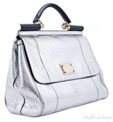 Miss Sicily Satchel Silver Python