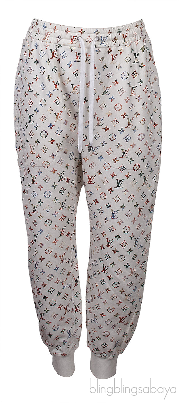 White Monogram Knitted T-shirt & Printed Jogger Set