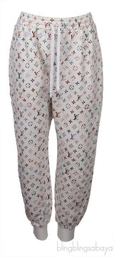White Monogram Knitted T-shirt & Printed Jogger Set