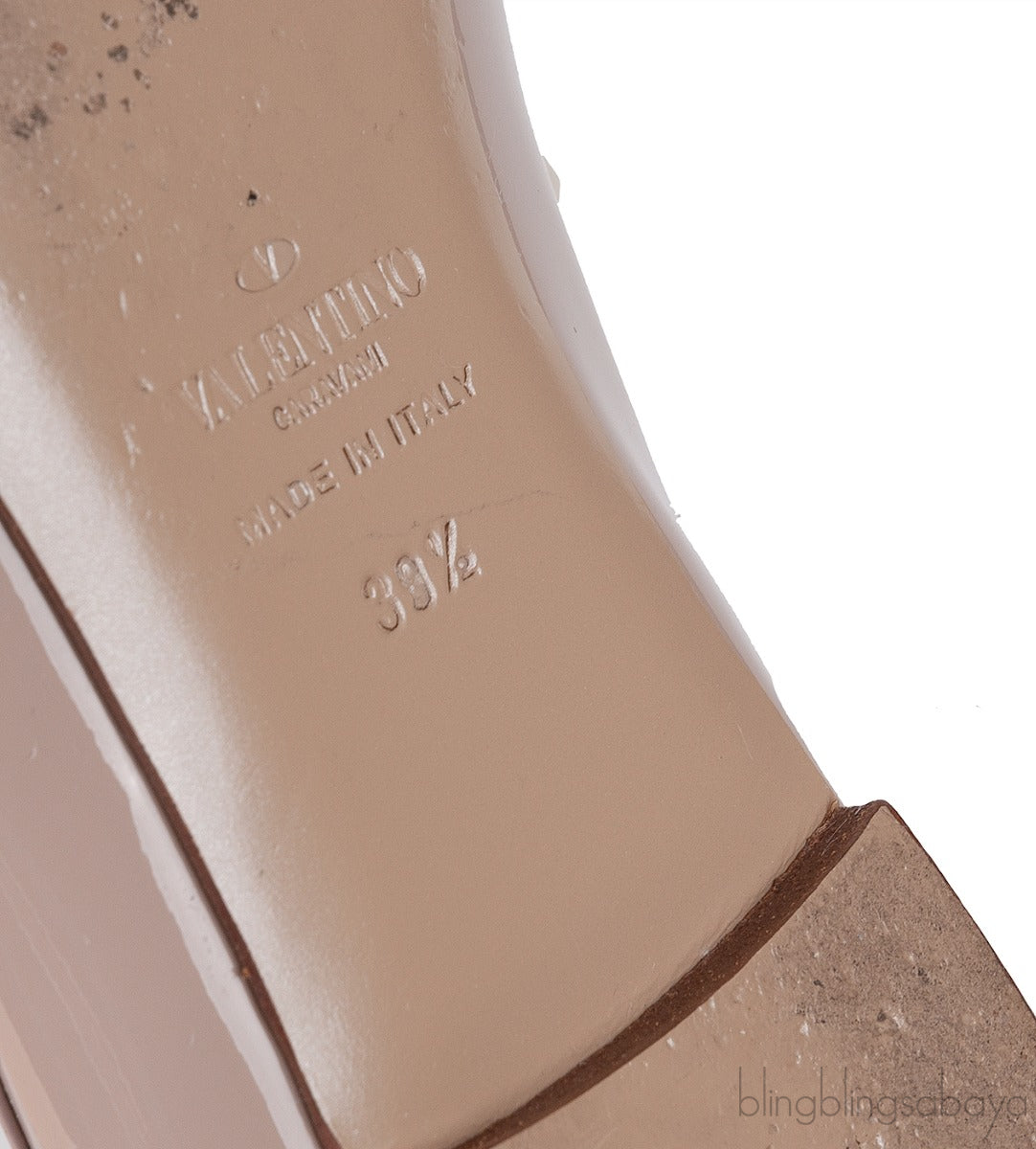 Nude Leather Rockstud Ballet Flat