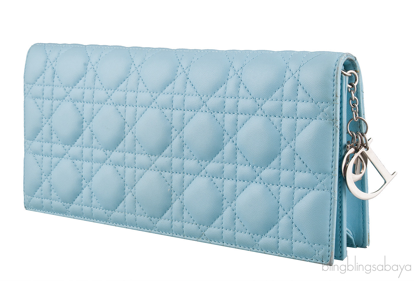 Light Blue Quilted Cannage Clutch