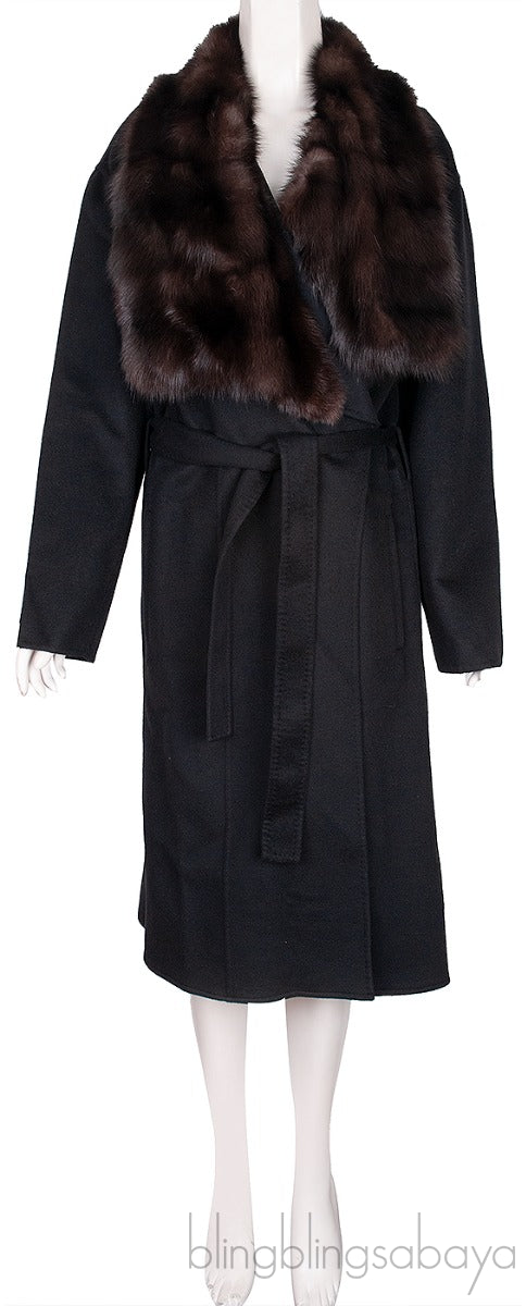 Black Cashmere Wool Trench Coat