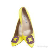 Manolo Blahnik Yellow Satin Hangisi Pump