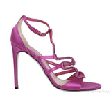 Rene Caovilla Pink Satin Crystal Serpent  Heels