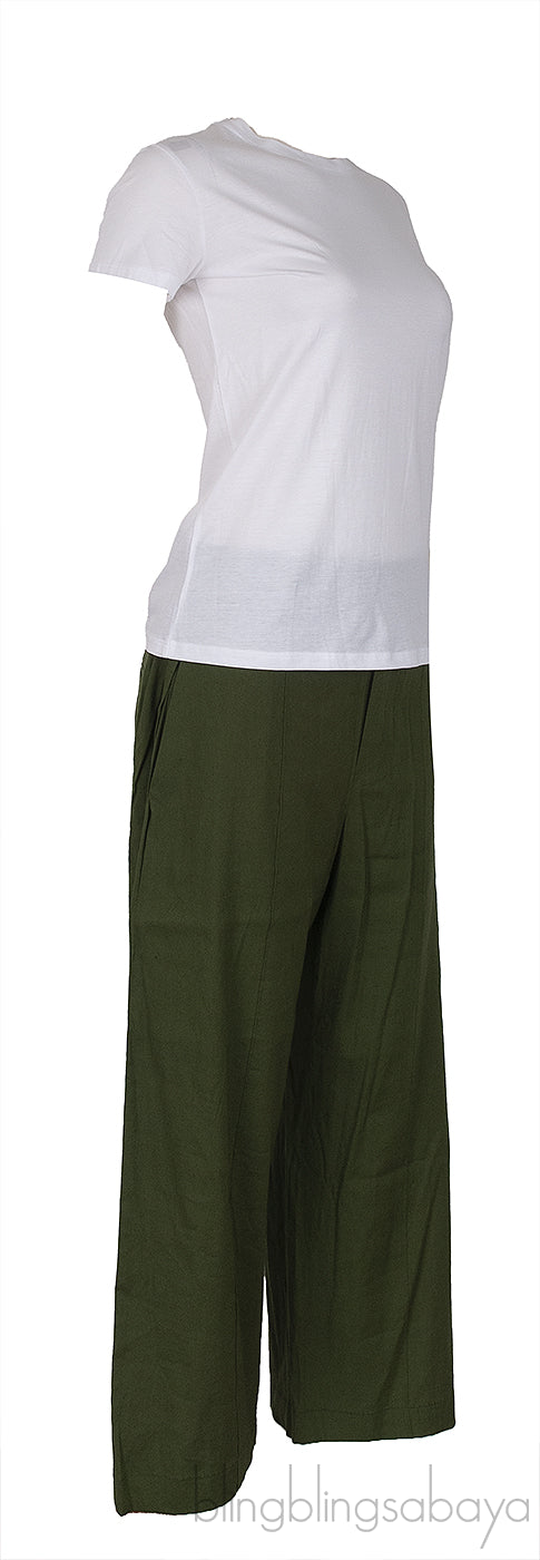 White T-shirt and Olive Green Trouser