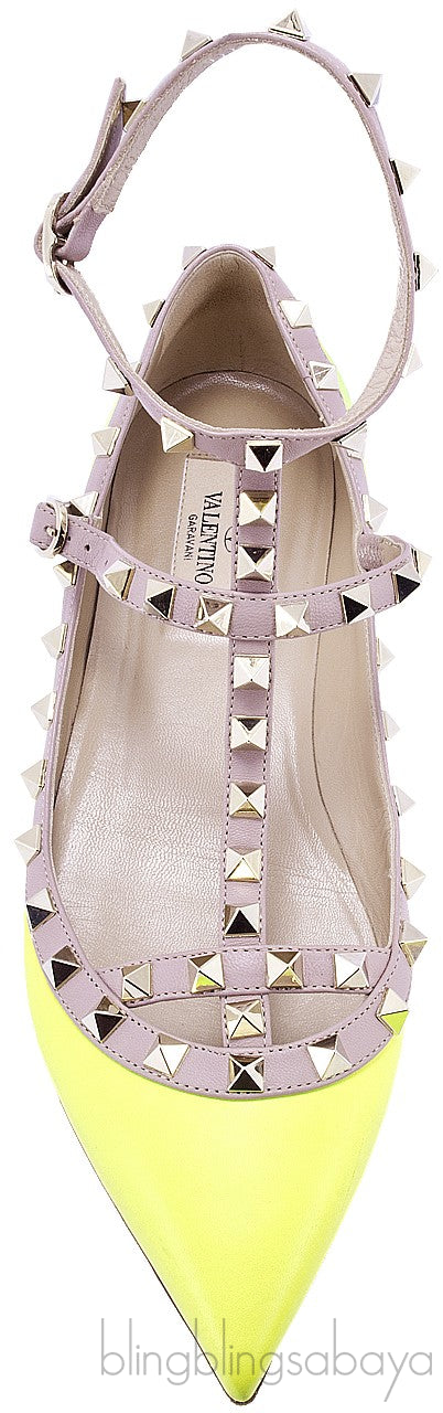 Citron Rockstud Flat Ballerina