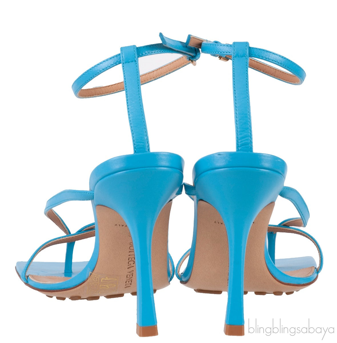 Blue Stretch Leather Sandals