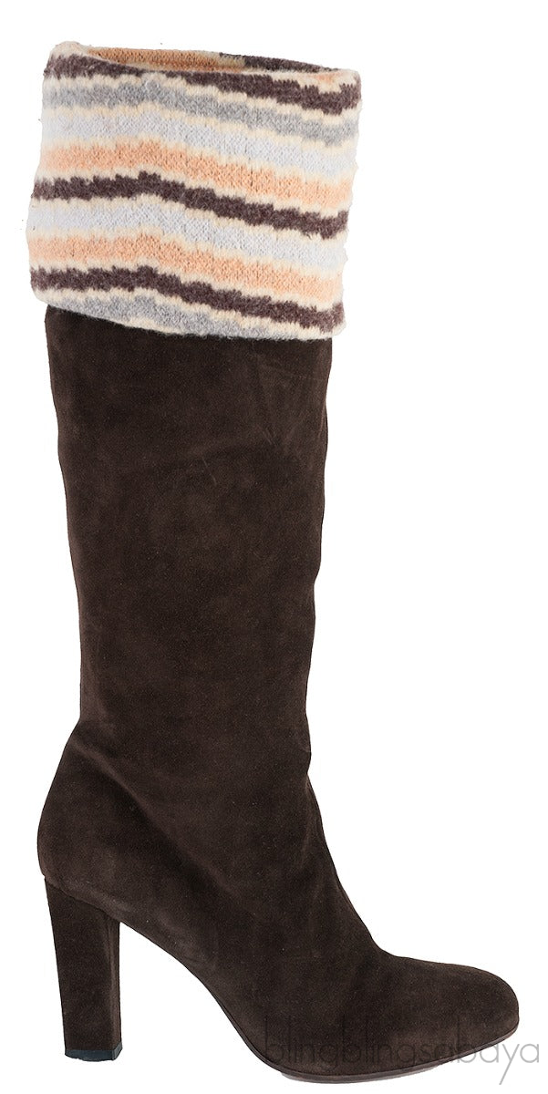 Suede Leather Boots Brown