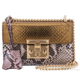 Padlock Metallic Python Shoulder Bag