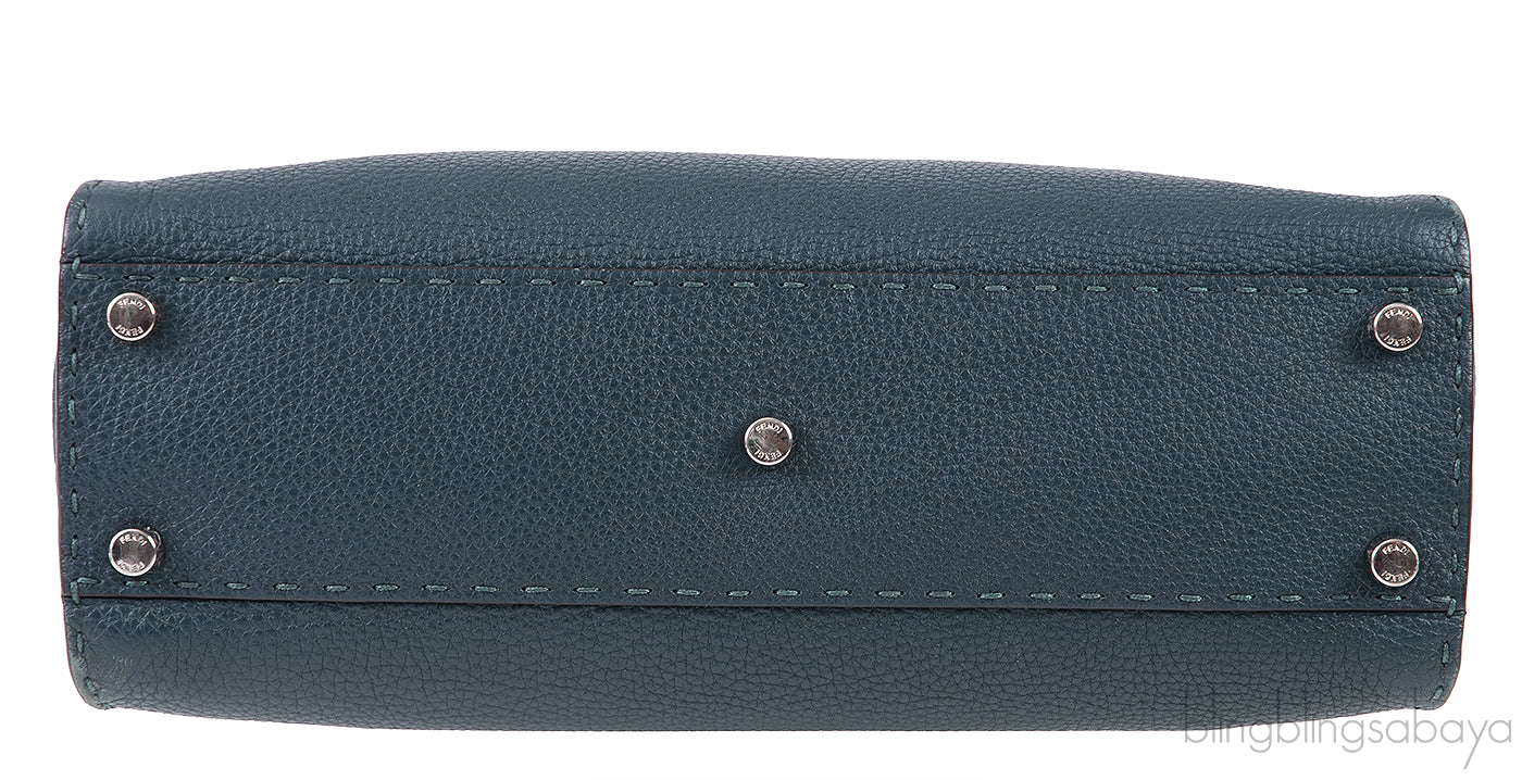 Fendi Selleria Peekaboo Dark Green Medium Python Handle Bag