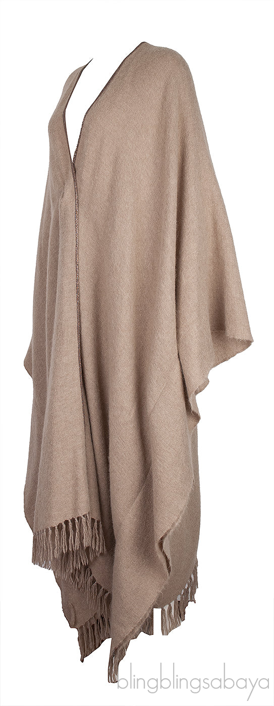 Brown Cashmere Blend Poncho