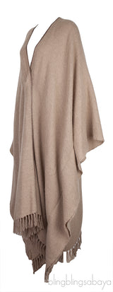Brown Cashmere Blend Poncho