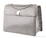Grey Cornelia Lunch Box Crocodile Bag