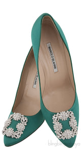 Emerald Hangisi Satin Jeweled Pump
