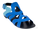 Suede Bicolor Blue Flat Sandals