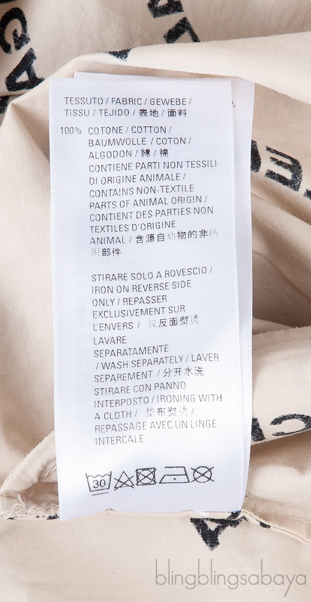 Beige Asymmetric Logo Print Shirt Dress