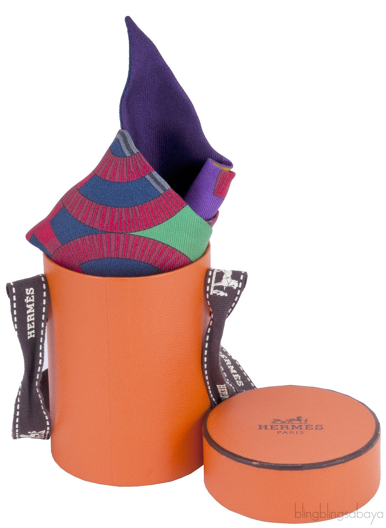 Purple Multi-color Printed Twilly
