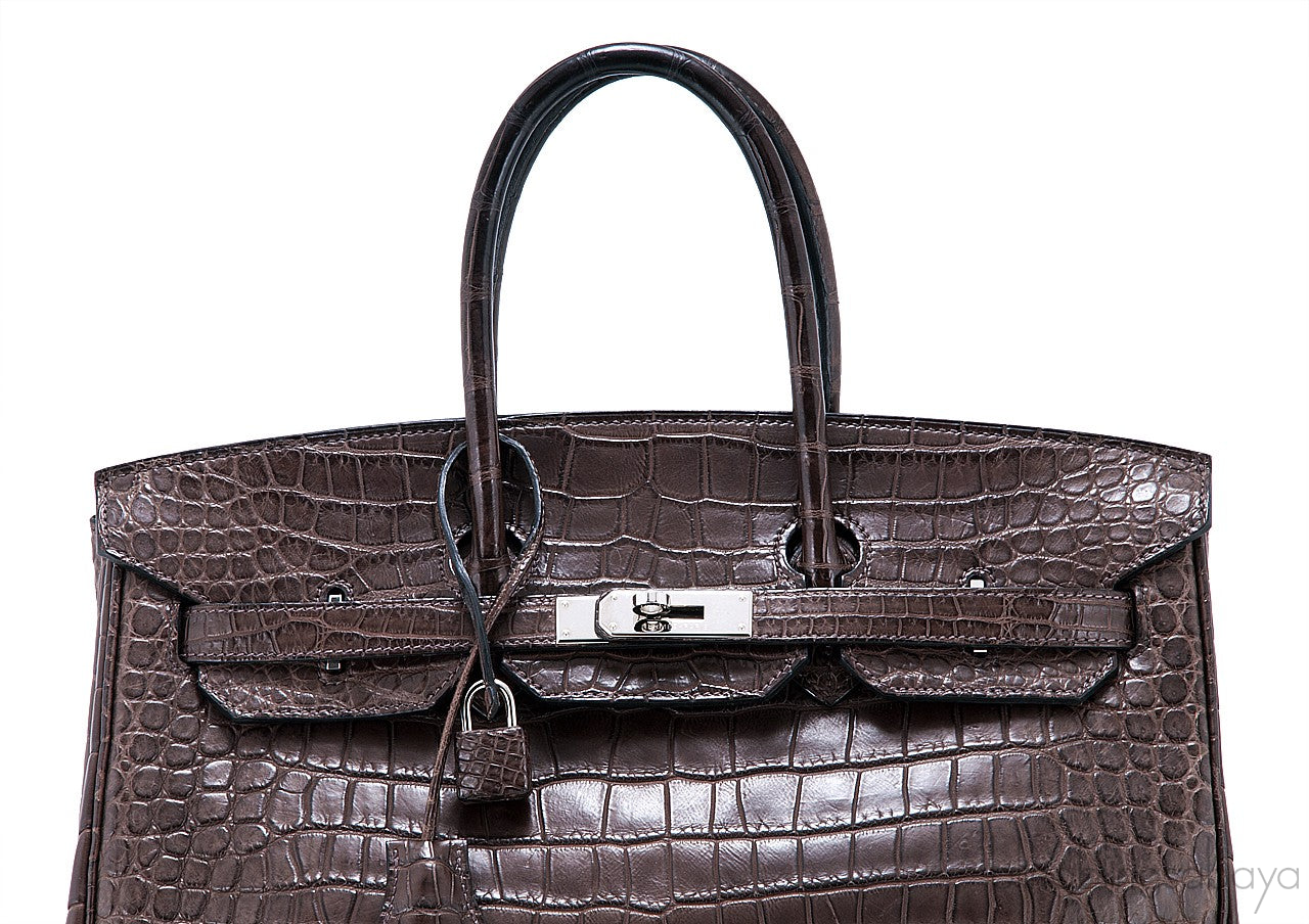 Birkin 35 Brown Matte Porosus PHW