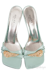 Pastel Green Tiger Head Slide Sandals