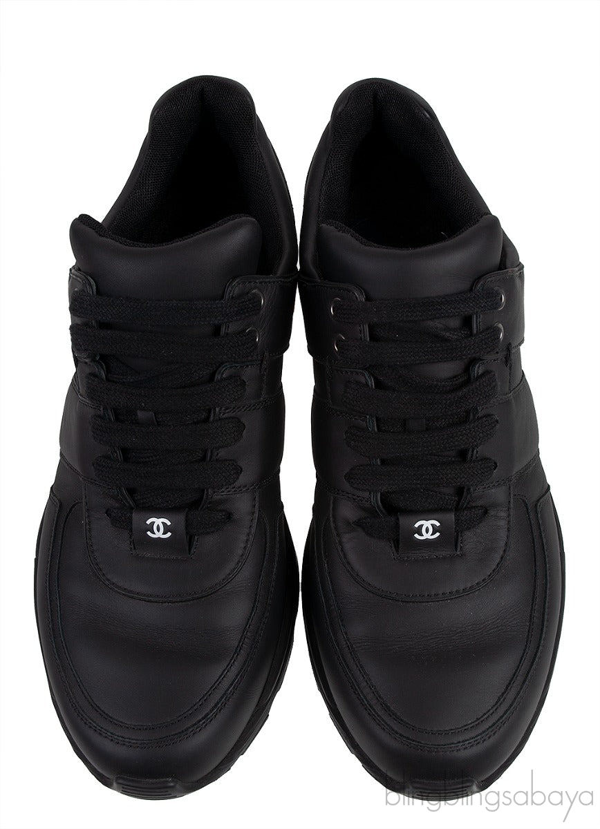 Bi-color White and Black Leather Men Sneakers
