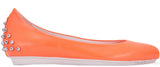 Studded Neon Orange Leather Flat