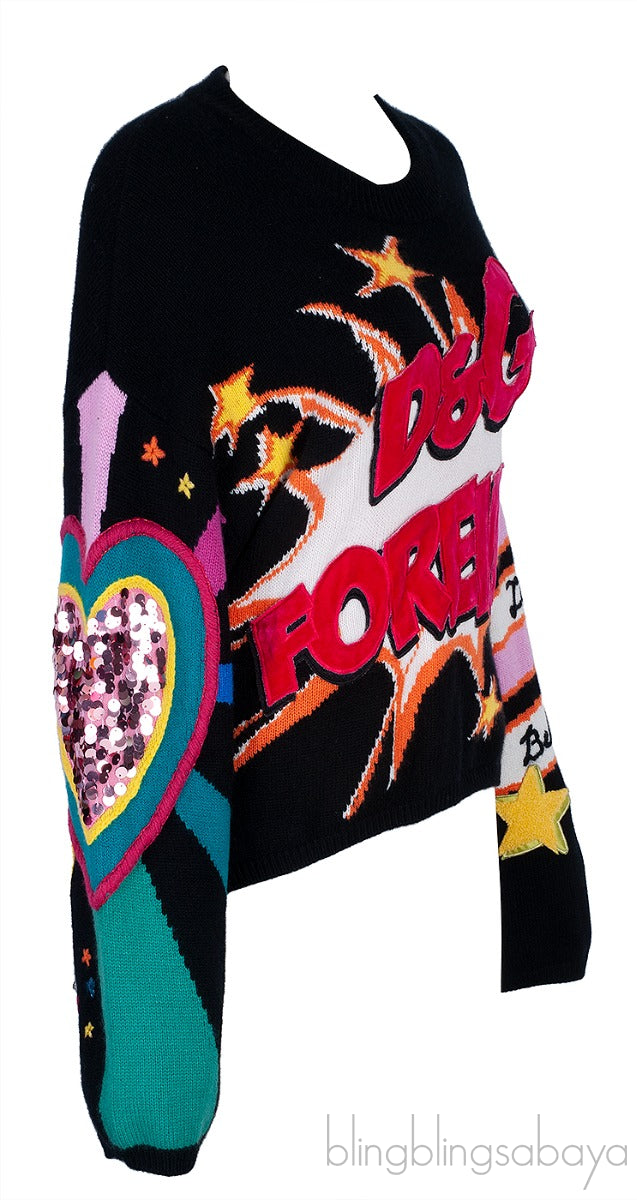 Black Sequin Embellished Sweatshirt