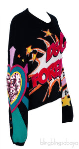 Black Sequin Embellished Sweatshirt