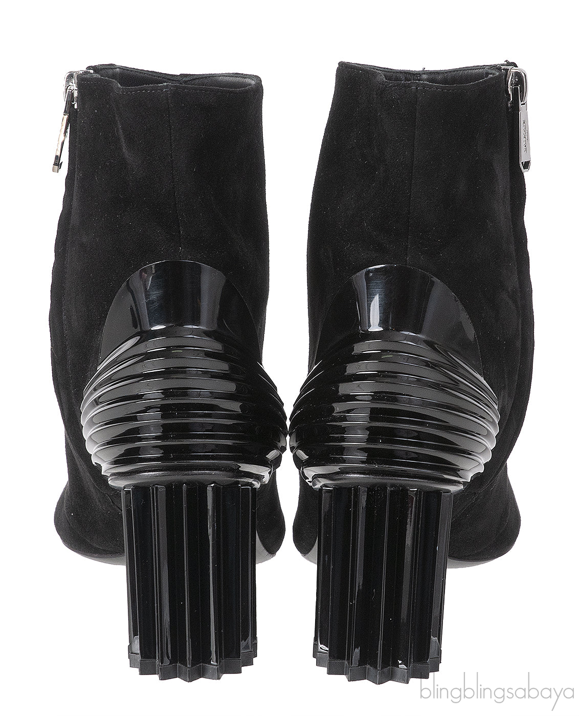 Balmain Black Pointed Toe Suede Ankle Boots