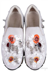 White Sequin Embellished Sneakers