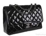 Classic Black Patent Jumbo Quilted Bag