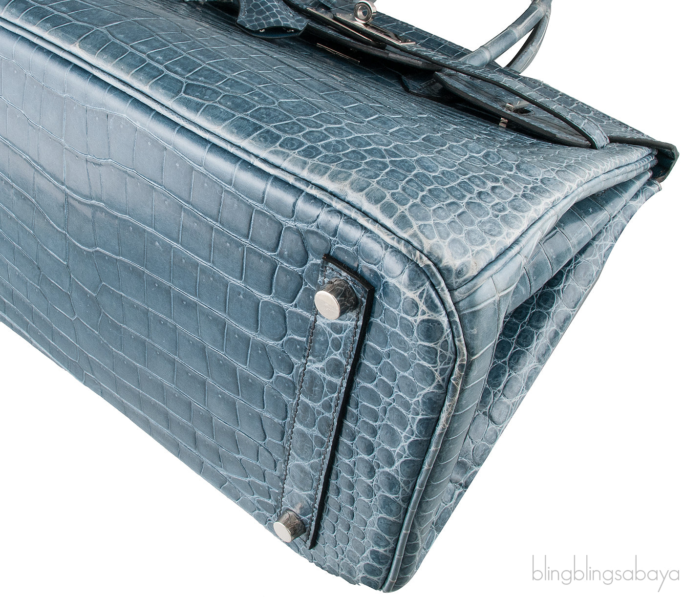 Birkin 35 Blue Tempete Porosus PHW