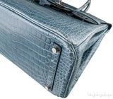 Birkin 35 Blue Tempete Porosus PHW