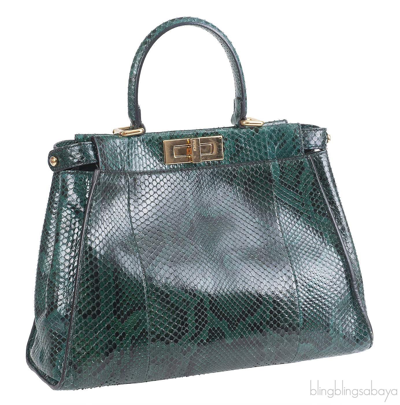Fendi Peekaboo Medium Green Python Bag